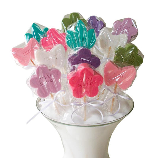 Een zomers boeket van bedrukte zeepjes